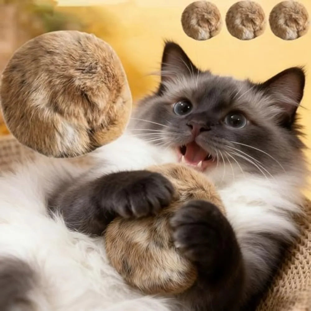 Bola de Pelo para Gatos — Juguete Suave para Morder, Patear y Perseguir