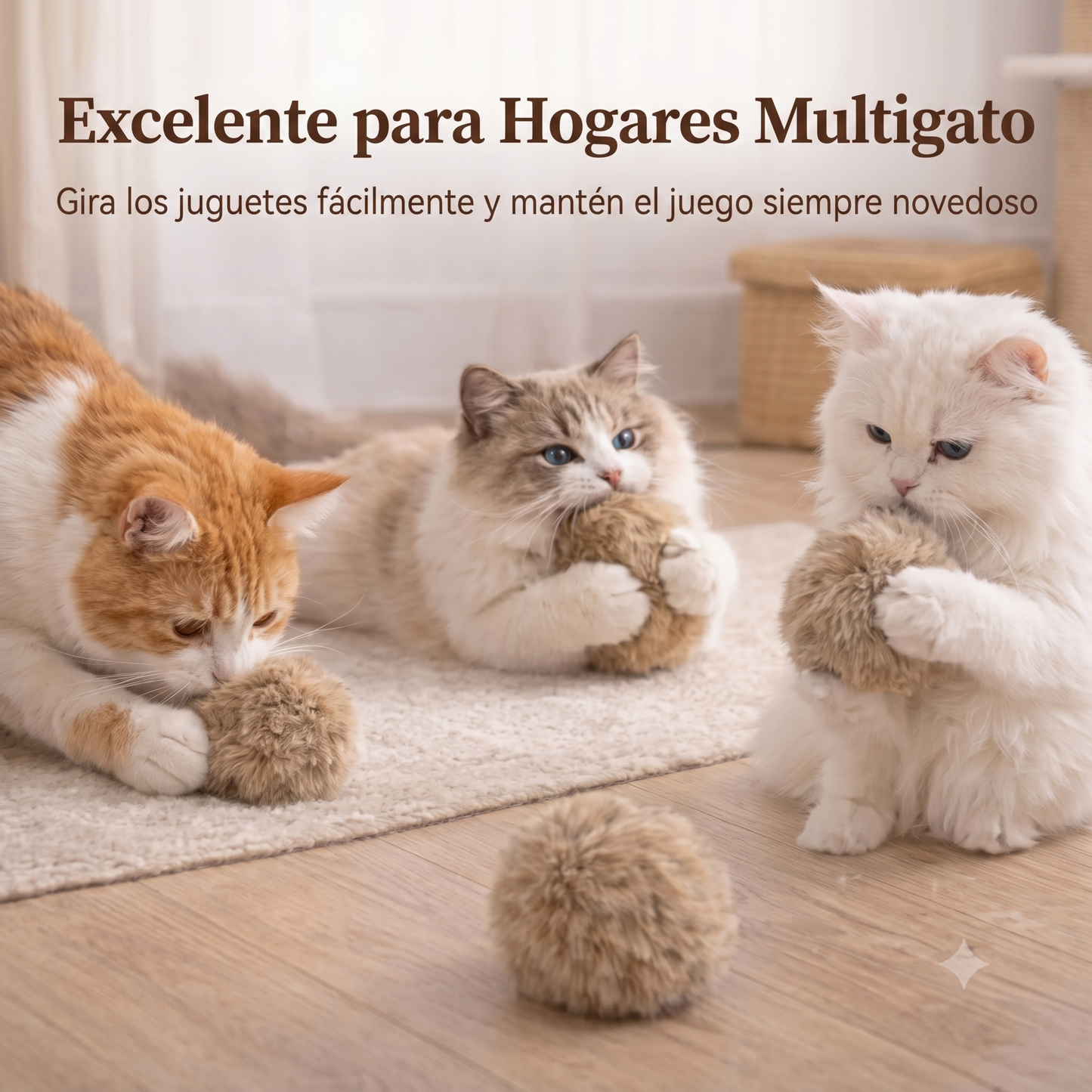 Bola de Pelo para Gatos — Juguete Suave para Morder, Patear y Perseguir