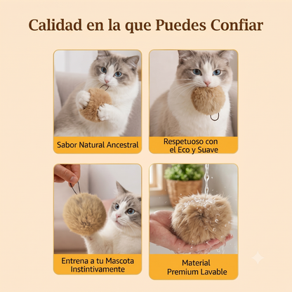 Bola de Pelo para Gatos — Juguete Suave para Morder, Patear y Perseguir