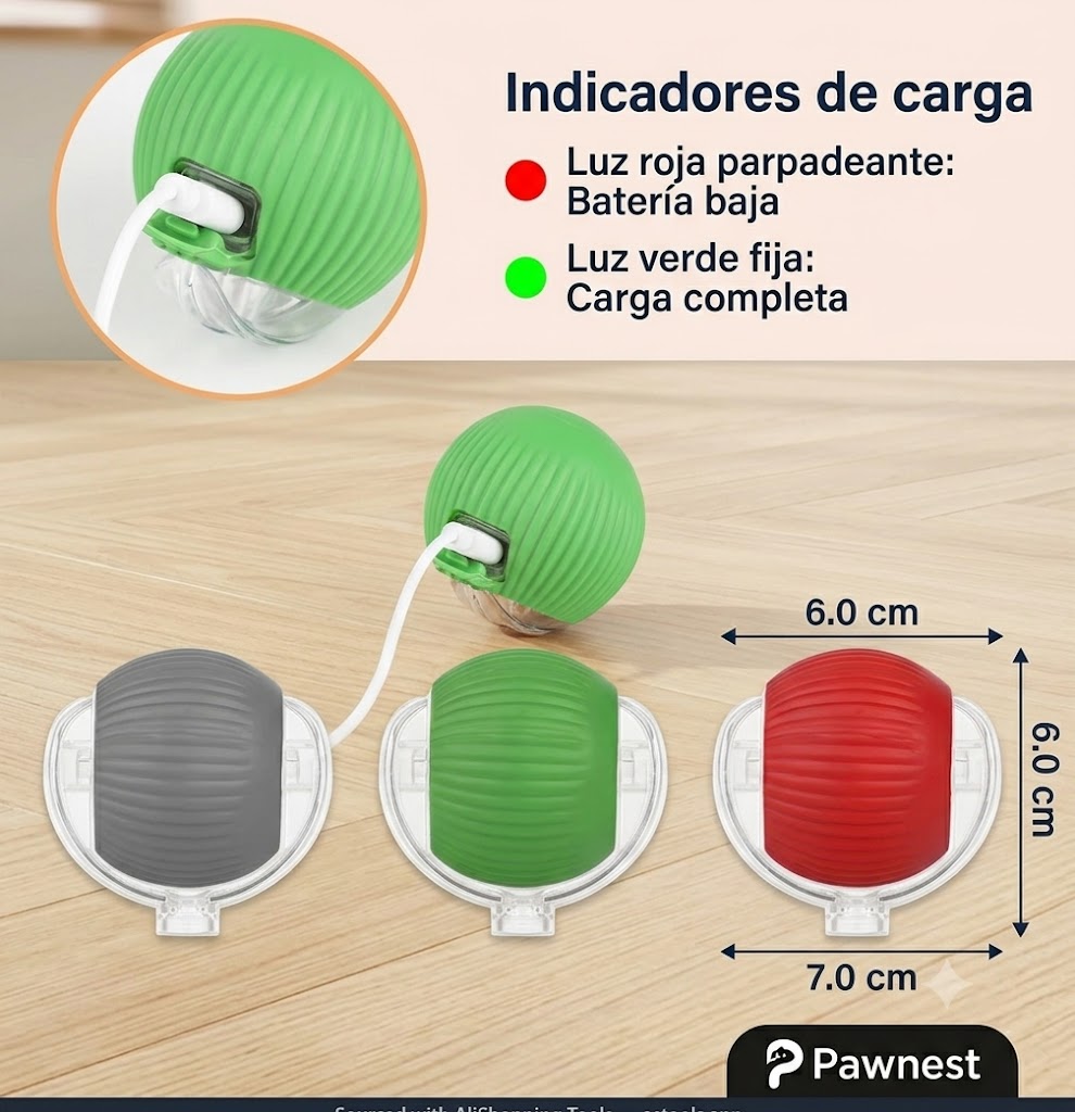 Juguete Automático para Gatos — Bola Giratoria 360° con Luces LED