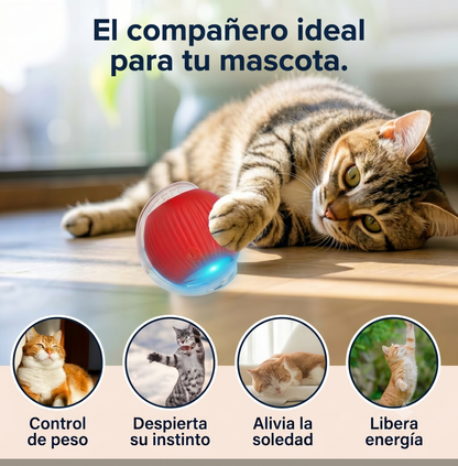 Juguete Automático para Gatos — Bola Giratoria 360° con Luces LED