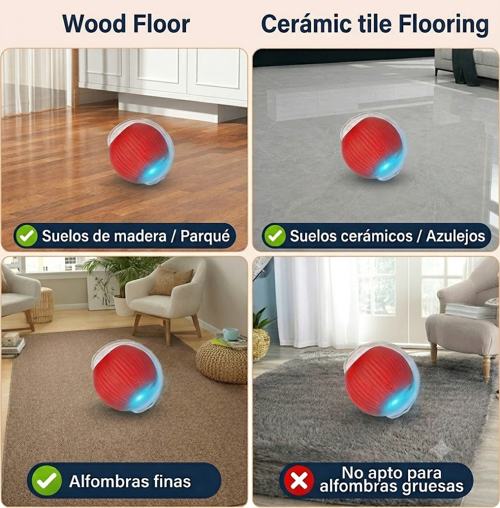 Juguete Automático para Gatos — Bola Giratoria 360° con Luces LED