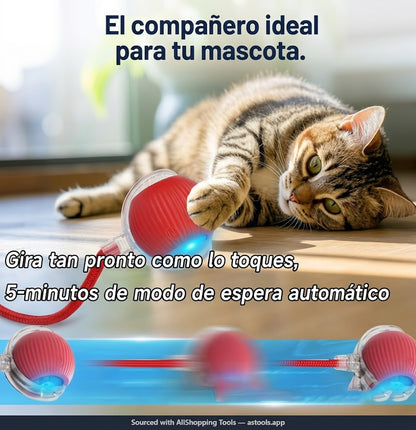 Juguete Automático para Gatos — Bola Giratoria 360° con Luces LED